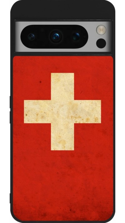 Google Pixel 8 Pro Case Hülle - Silikon schwarz Vintage Flag SWISS