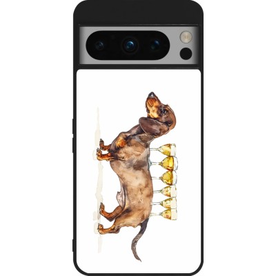 Google Pixel 8 Pro Case Hülle - Silikon schwarz Wine Teckel