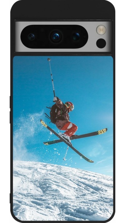 Google Pixel 8 Pro Case Hülle - Silikon schwarz Winter 22 Ski Jump