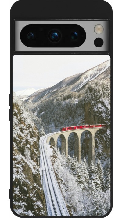 Google Pixel 8 Pro Case Hülle - Silikon schwarz Winter 25 Winter polar express