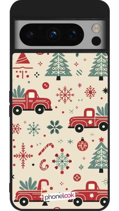 Google Pixel 8 Pro Case Hülle - Silikon schwarz Weihnachten 2024 Lkw Tanne