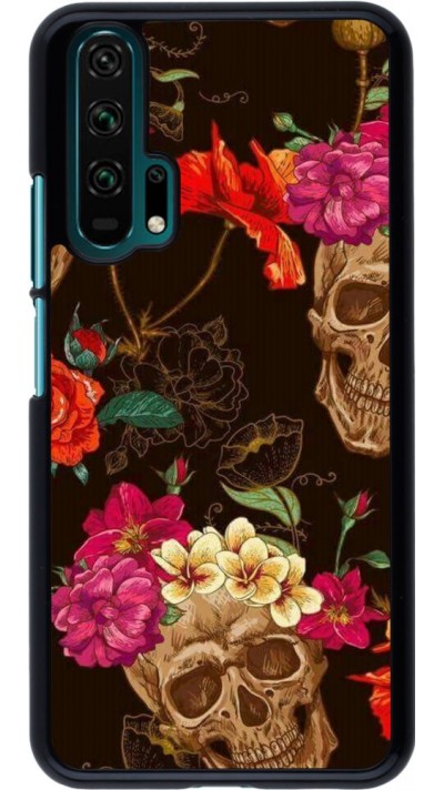 Hülle Honor 20 Pro - Skulls and flowers