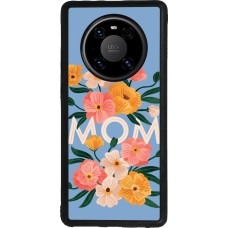 Huawei Mate 40 Pro Case Hülle - Silikon schwarz Mom 2026 Flowers