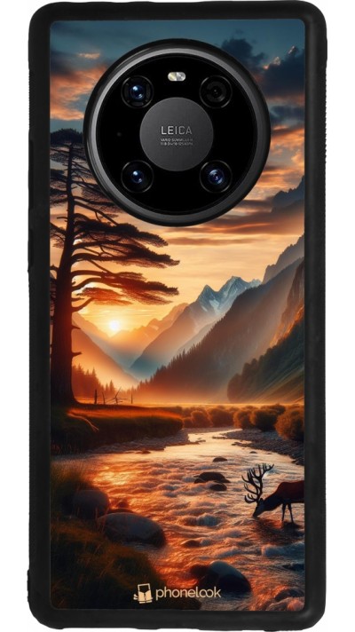 Coque Huawei Mate 40 Pro - Silicone rigide noir Valley Sunset Deer Tree