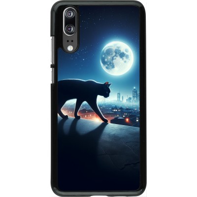 Huawei P20 Case Hülle - Schwarze Katze unter dem Vollmond