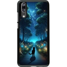 Huawei P20 Case Hülle - Schwarze Katze Spaziergang