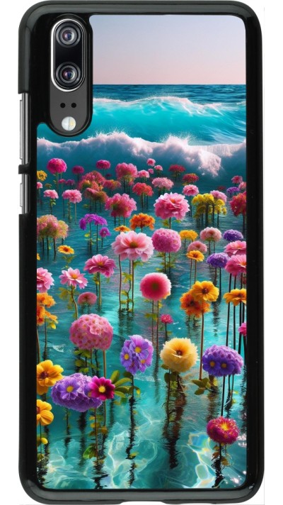 Huawei P20 Case Hülle - Blumenmeer Wellen