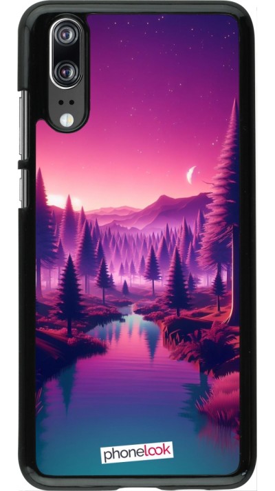 Huawei P20 Case Hülle - Lila-rosa Landschaft