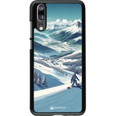 Huawei P20 Case Hülle - Snowboarder Berg