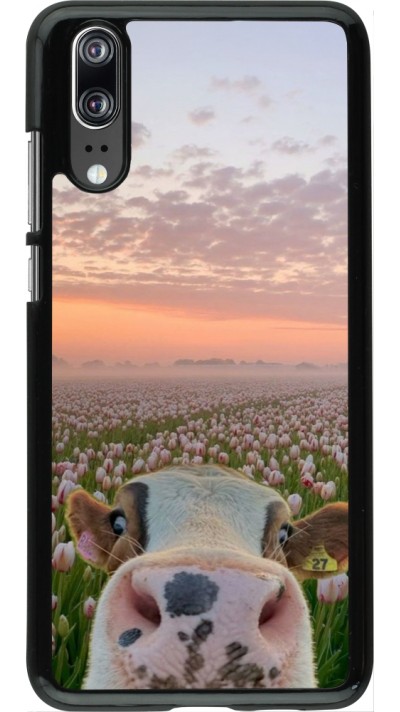 Coque Huawei P20 - Cow with tulips Spring 2026