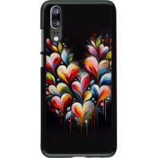 Huawei P20 Case Hülle - Valentin 2024 Schwarzes Herz Abstrakt