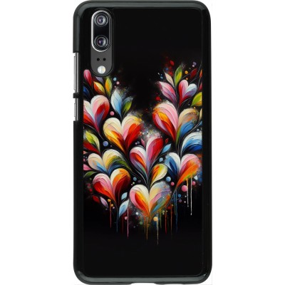 Huawei P20 Case Hülle - Valentin 2024 Schwarzes Herz Abstrakt