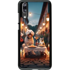 Huawei P20 Case Hülle - Valentin 2024 Hund & Katze Kerzenlicht