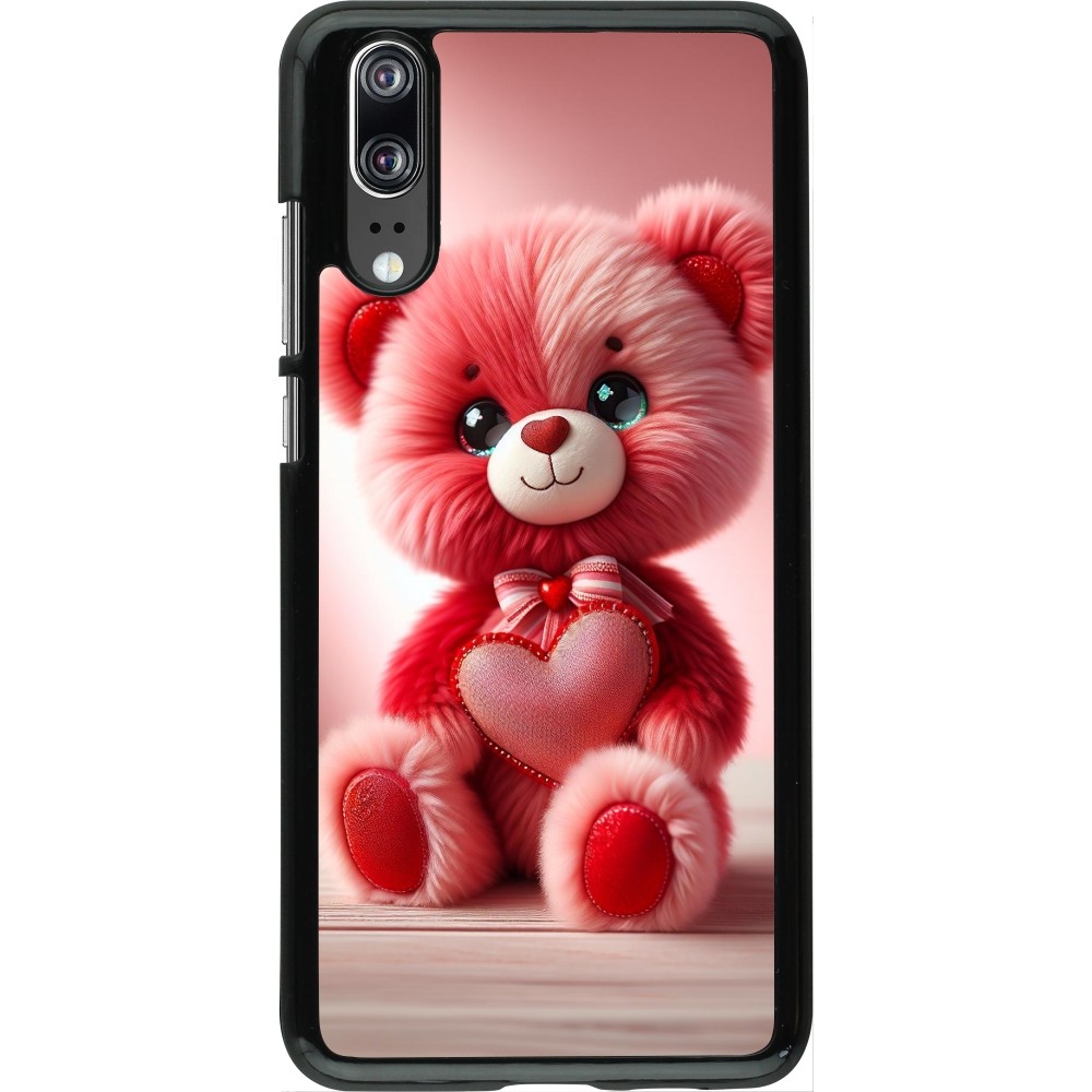 Huawei P20 Case Hülle - Valentin 2024 Rosaroter Teddybär
