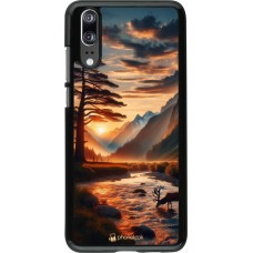 Huawei P20 Case Hülle - Tal Sonnenuntergang Hirsch Baum