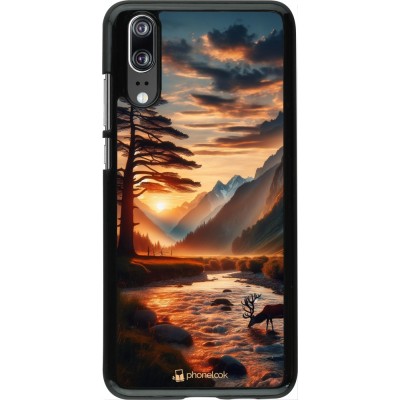 Huawei P20 Case Hülle - Tal Sonnenuntergang Hirsch Baum