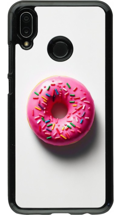 Coque Huawei P20 Lite - Weißer Hintergrund, pinker Donut