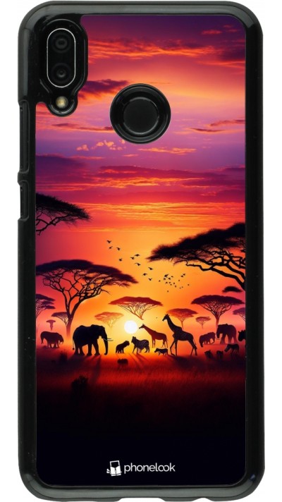 Huawei P20 Lite Case Hülle - Safari Sonnenuntergang Wildtiere