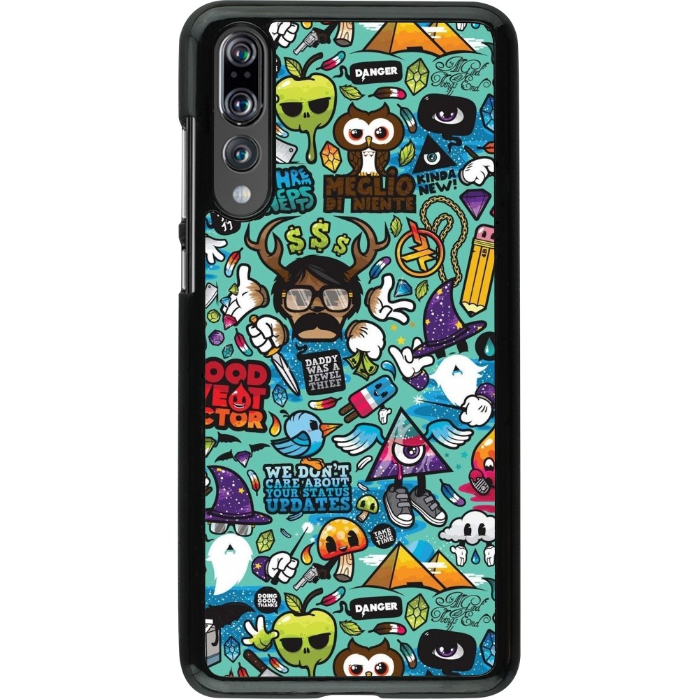 Huawei P20 Pro Case Hülle - Mixed Cartoons Turquoise