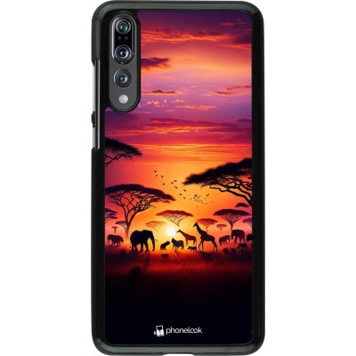Huawei P20 Pro Case Hülle - Safari Sonnenuntergang Wildtiere