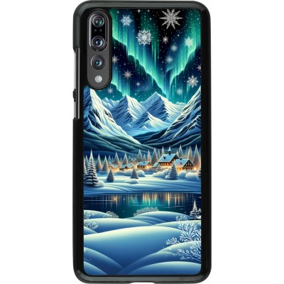 Huawei P20 Pro Case Hülle - Verschneites Bergdorf am See in der Nacht