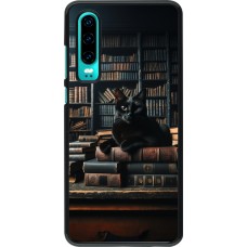 Huawei P30 Case Hülle - Katze Bücher dunkel