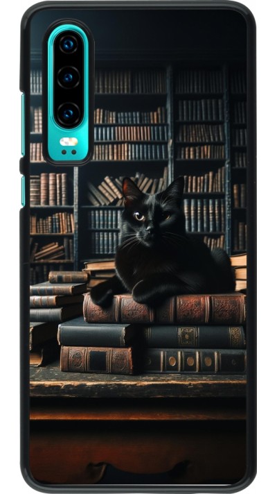 Huawei P30 Case Hülle - Katze Bücher dunkel
