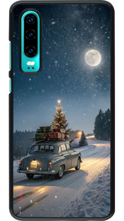 Huawei P30 Case Hülle - Christmas 25 Car with Tree Xmas