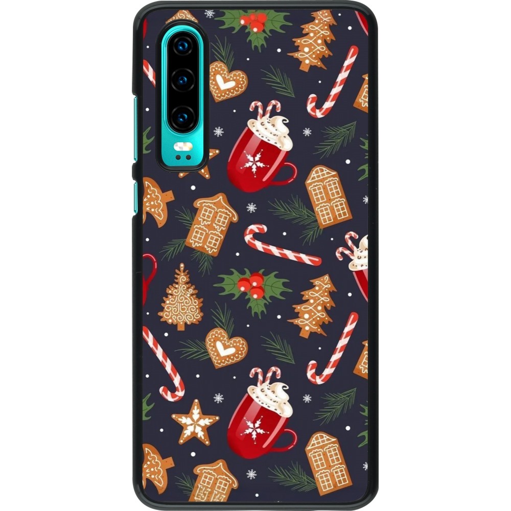 Huawei P30 Case Hülle - Christmas 25 Pattern Gingerbread House