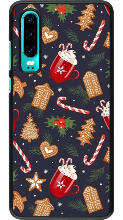 Huawei P30 Case Hülle - Christmas 25 Pattern Gingerbread House