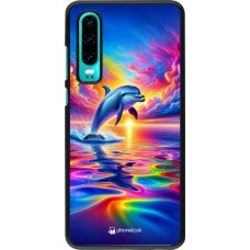 Huawei P30 Case Hülle - Glücklicher Regenbogen-Delfin