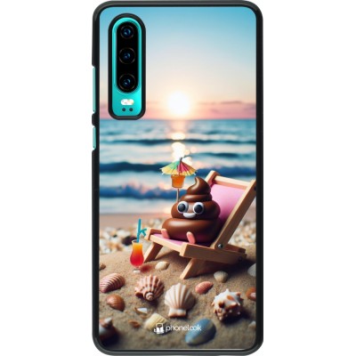 Huawei P30 Case Hülle - Kackhaufen Emoji auf Liegestuhl
