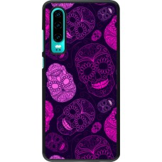 Huawei P30 Case Hülle - Halloween 2023 pink skulls