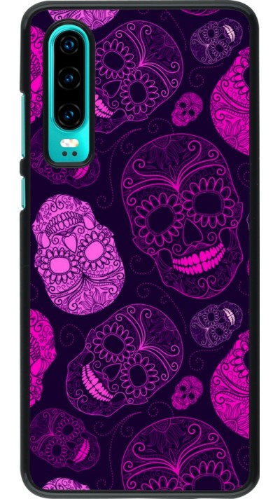 Huawei P30 Case Hülle - Halloween 2023 pink skulls