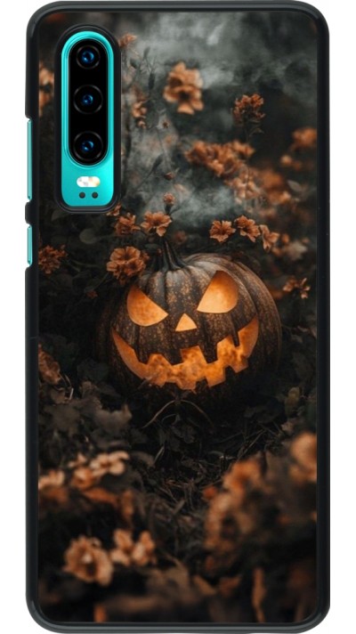 Huawei P30 Case Hülle - Halloween 2025 Pumpkin with flowers