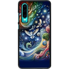 Huawei P30 Case Hülle - Fliegender Blumen-Eule