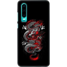 Huawei P30 Case Hülle - Japanese style Dragon Tattoo Red Black