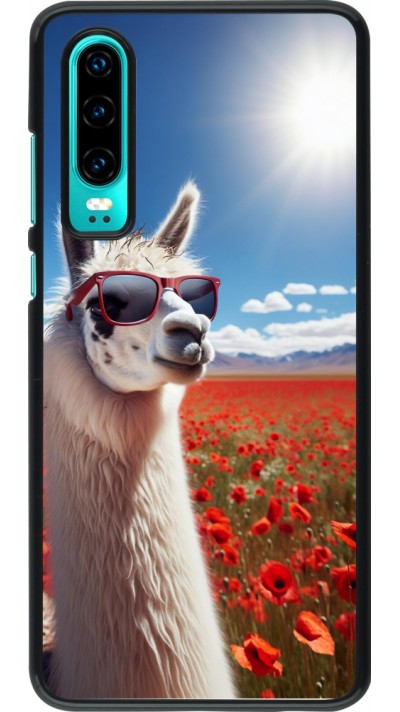 Huawei P30 Case Hülle - Lama Chic in Mohnblume