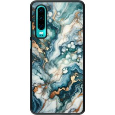 Huawei P30 Case Hülle - Grüner Blauer Goldener Marmor