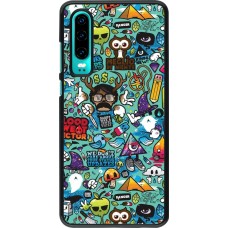 Huawei P30 Case Hülle - Mixed Cartoons Turquoise