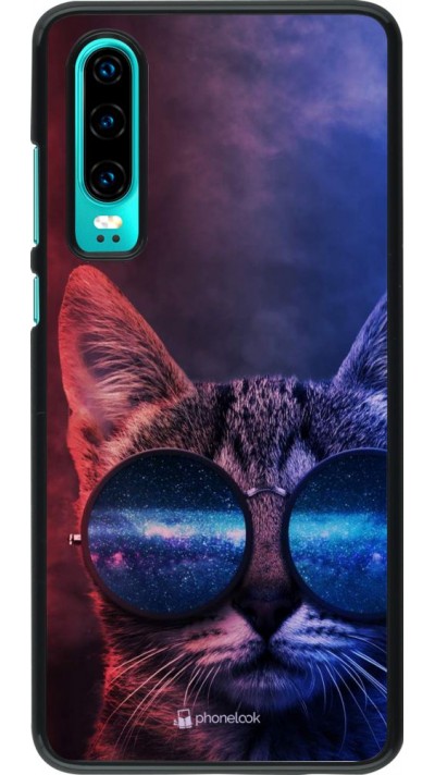 Hülle Huawei P30 - Red Blue Cat Glasses