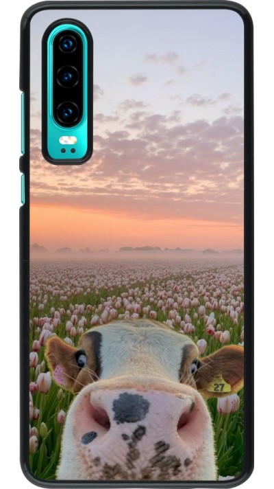 Coque Huawei P30 - Cow with tulips Spring 2026