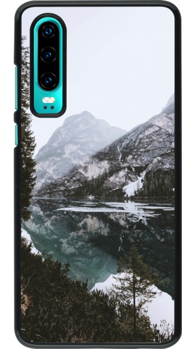 Huawei P30 Case Hülle - Winter 22 snowy mountain and lake