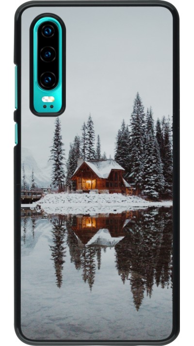 Huawei P30 Case Hülle - Winter 25 Winter house forest afternoon