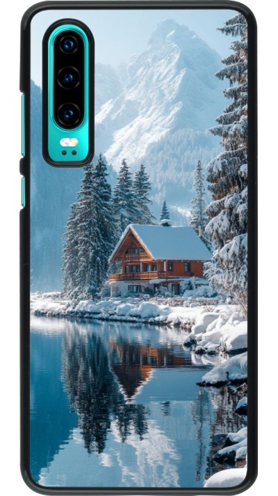 Huawei P30 Case Hülle - Winter 25 Winter house forest day