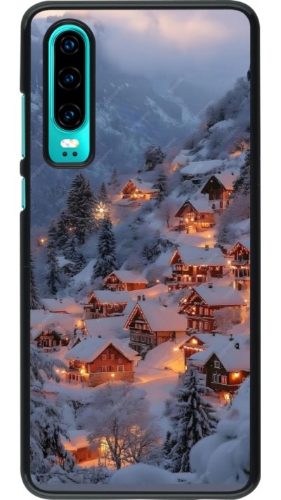 Huawei P30 Case Hülle - Winter 25 Winter snowy village