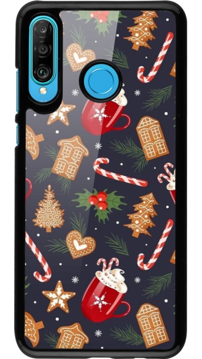 Huawei P30 Lite Case Hülle - Christmas 25 Pattern Gingerbread House