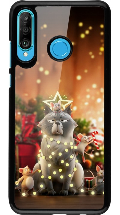 Huawei P30 Lite Case Hülle - Christmas 25 Xmas Cat