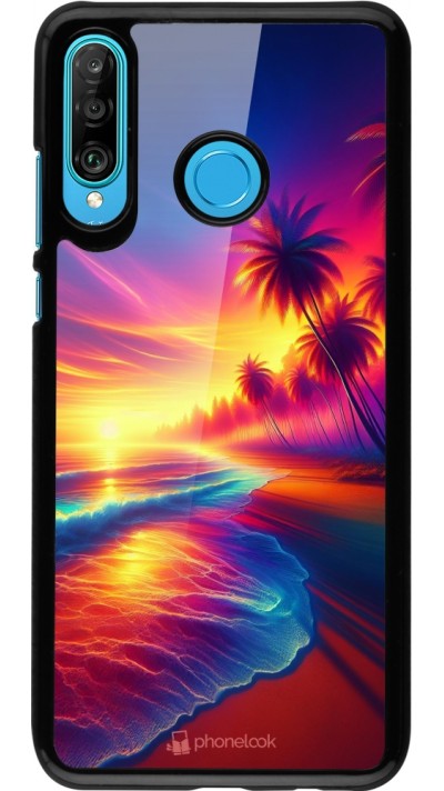 Huawei P30 Lite Case Hülle - Strand Sonnenuntergang auffällig