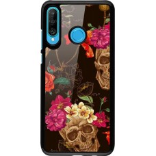 Hülle Huawei P30 Lite - Skulls and flowers